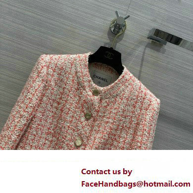 CHANEL Embroidered Glittered Tweed Ecru, Pink, Red  &  Gold JACKET P76716 2024